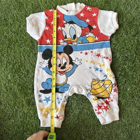 Vintage Disney Babies Mickey Mouse All Over Print AOP Romper Size 0-6 Months - Picture 2 of 9